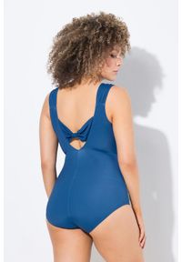 ULLA POPKEN - Damski Kostium kąpielowy paw dekolt w serek miękkie miseczki z recyklingu. Kolekcja: plus size. Kolor: niebieski. Materiał: poliester, elastan, poliamid, materiał