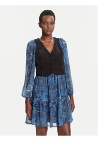 Desigual Sukienka codzienna Chaleco 25WWVW27 Niebieski Regular Fit. Okazja: na co dzień. Kolor: niebieski. Materiał: syntetyk. Typ sukienki: proste. Styl: casual