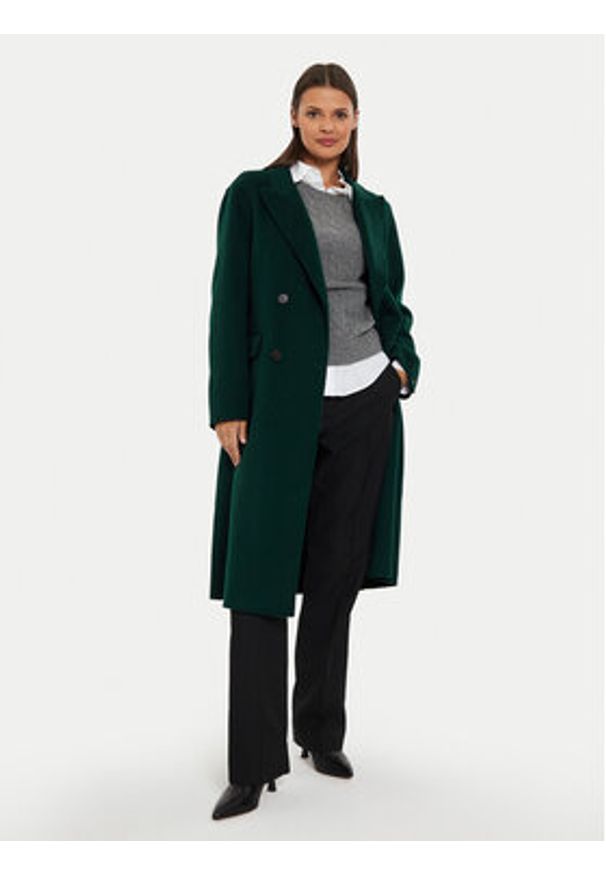 TOMMY HILFIGER - Tommy Hilfiger Płaszcz wełniany WW0WW42621 Zielony Regular Fit. Kolor: zielony. Materiał: syntetyk