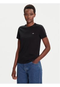 GANT - Gant T-Shirt Shield 4200200 Czarny Regular Fit. Kolor: czarny. Materiał: bawełna