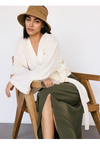 Reserved - Koszula kimono z bawełnianego muślinu - złamana biel. Materiał: bawełna