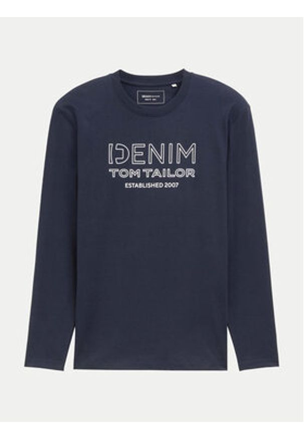 Tom Tailor Denim Longsleeve 1043484 Granatowy Regular Fit. Kolor: niebieski. Materiał: bawełna. Długość rękawa: długi rękaw