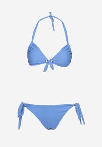 Born2be - Niebieskie Bikini Dwuczęściowe Ozdobione Paseczkami Halvar. Kolor: niebieski. Wzór: aplikacja #5