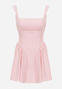 Renee - Różowa Sukienka na Ramiączkach o Rozkloszowanym Kroju Tastorea. Okazja: na co dzień, na imprezę. Typ kołnierza: dekolt kwadratowy, kokarda. Kolor: różowy. Długość rękawa: na ramiączkach. Sezon: lato. Typ sukienki: proste, rozkloszowane. Styl: elegancki, casual #3