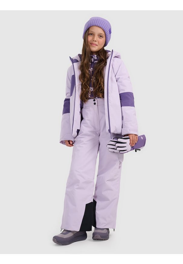 4f - 4F Kurtka narciarska membrana 10000 dziewczęca - fioletowa 140 (9-10 lat). Kolor: fioletowy. Materiał: poliester, materiał. Sezon: lato