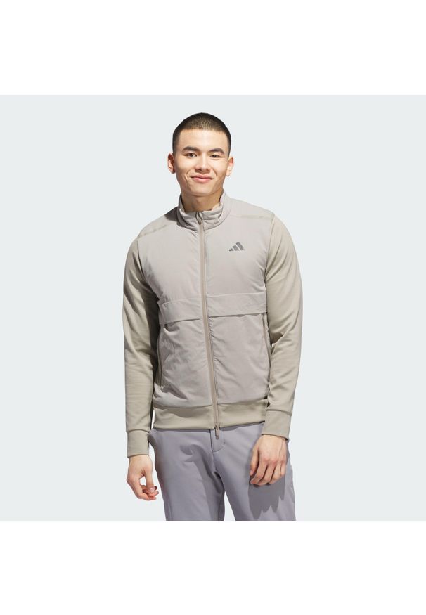 Adidas - Kurtka Ultimate365 Tour Frostguard Full-Zip. Typ kołnierza: golf. Kolor: beżowy. Sport: golf