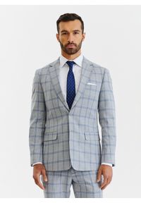 Pako Lorente - PAKO LORENTE – Szara marynarka garniturowa w niebiesko-białą kratę. Kolor: szary, biały, niebieski, wielokolorowy. Materiał: wiskoza. Sezon: wiosna, lato #1