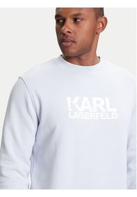 Karl Lagerfeld - KARL LAGERFELD Bluza 705091 553917 Błękitny Regular Fit. Typ kołnierza: dekolt w karo. Kolor: niebieski. Materiał: bawełna #5
