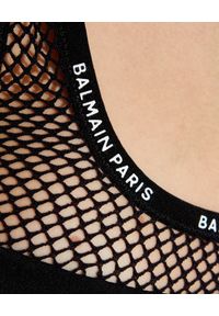 Balmain - BALMAIN - Transparentne czarne body. Kolor: czarny. Materiał: materiał. Wzór: aplikacja #6