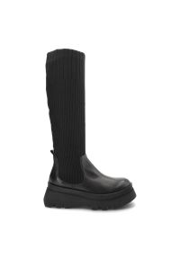 Czarne Kozaki Artiker Damskie Wygodne Modne Buty. Zapięcie: bez zapięcia. Kolor: czarny. Materiał: materiał, skóra. Szerokość cholewki: normalna. Sezon: zima, jesień. Obcas: na platformie. Styl: elegancki #5