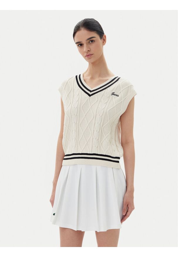 Guess Sweter V5GR00Z3FB1 Biały Classic Fit. Kolor: biały