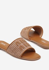 Renee - Brązowe Klapki z Ozdobną Plecionką i Aplikacją przy Cholewce Zarivelle. Kolor: brązowy. Wzór: aplikacja. Styl: boho, elegancki #3