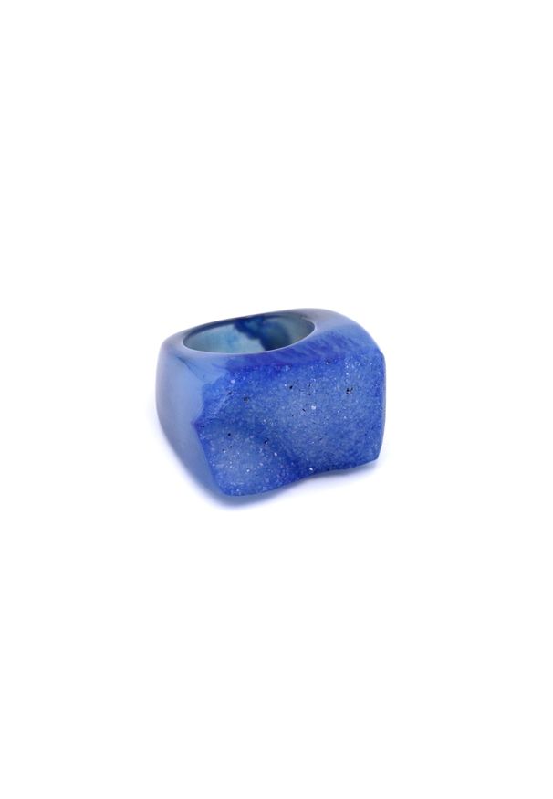 Brazi Druse Jewelry - Pierścionek Agat Błękitny Druza rozmiar 14. Kolor: niebieski. Kamień szlachetny: agat