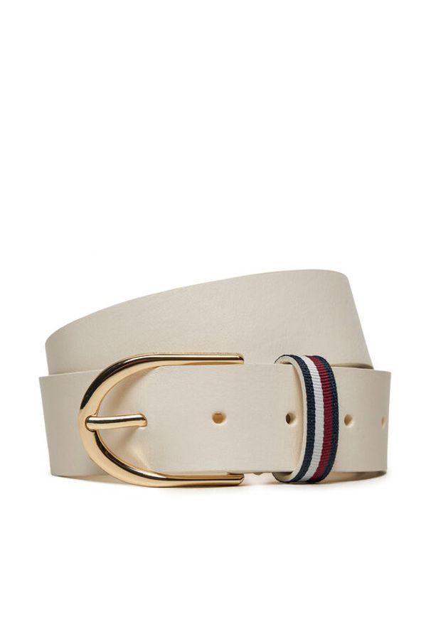 TOMMY HILFIGER - Tommy Hilfiger Pasek Damski AW0AW16596 Écru. Materiał: skóra