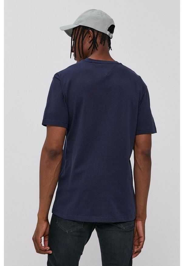 Tommy Jeans - T-shirt bawełniany. Kolor: niebieski. Materiał: bawełna. Wzór: aplikacja