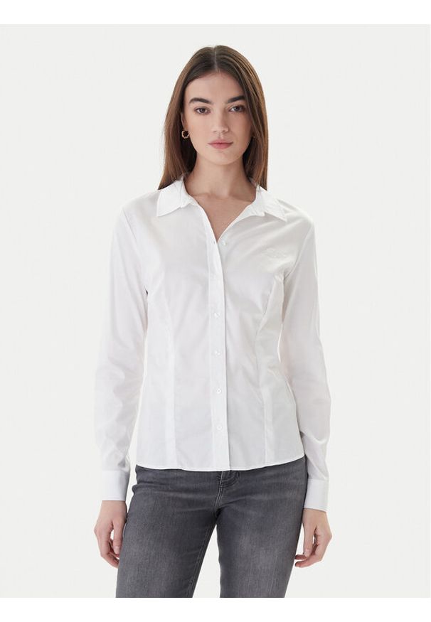 Guess Koszula W2YH41 WAF10 Biały Slim Fit. Kolor: biały. Materiał: bawełna