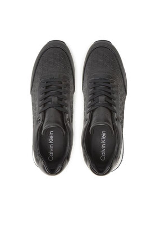 Calvin Klein Sneakersy Runner Lace Up Mono Pu HW0HW02574 Czarny. Kolor: czarny. Materiał: skóra