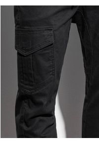 Ombre Clothing - Spodnie męskie JOGGERY z kieszeniami cargo - czarne V1 P886 - XXL. Kolor: czarny. Materiał: bawełna, elastan. Wzór: geometria