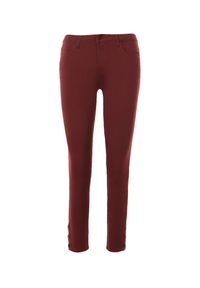 Born2be - Bordowe Spodnie Skinny z Napami na Nogawkach Laodella. Kolor: czerwony. Długość: długie #6