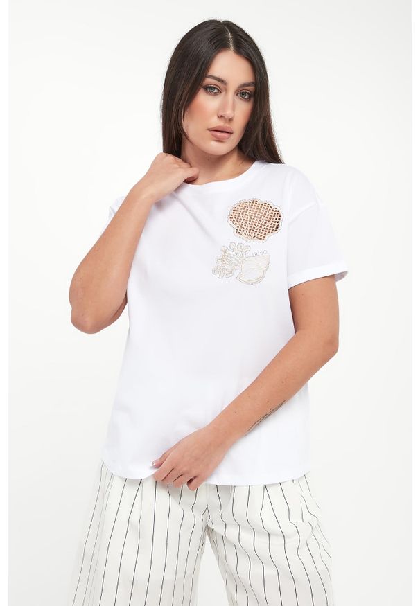 Liu Jo - T-shirt damski z cyrkoniami LIU JO