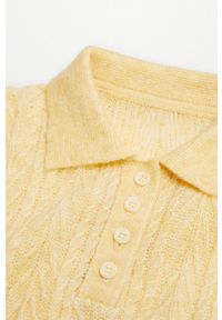mango - Mango - Sweter SAFARI. Kolor: żółty. Materiał: dzianina. Długość rękawa: długi rękaw. Długość: krótkie. Wzór: ze splotem #8