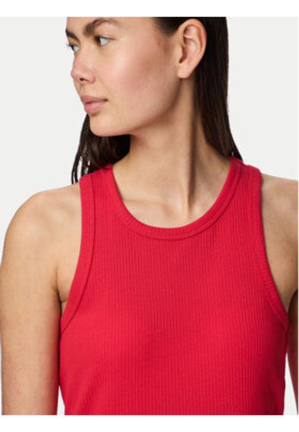 Pieces Top Ruka 17133673 Czerwony Slim Fit. Kolor: czerwony. Materiał: bawełna