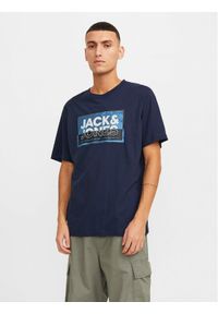 Jack & Jones - Jack&Jones T-Shirt Logan 12253442 Granatowy Standard Fit. Kolor: niebieski. Materiał: bawełna