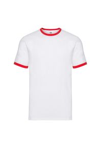FRUIT OF THE LOOM - T-shirt Męski Ringer. Kolor: biały, czerwony, wielokolorowy