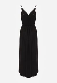 Renee - Czarna Sukienka z Wiskozy Anomaria. Kolor: czarny. Materiał: wiskoza. Długość rękawa: na ramiączkach. Sezon: lato. Typ sukienki: rozkloszowane, kopertowe. Długość: maxi #7