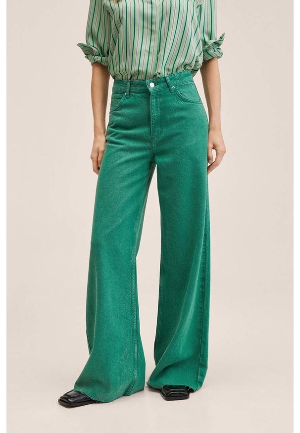 mango - Mango jeansy Camila damskie high waist. Stan: podwyższony. Kolor: zielony