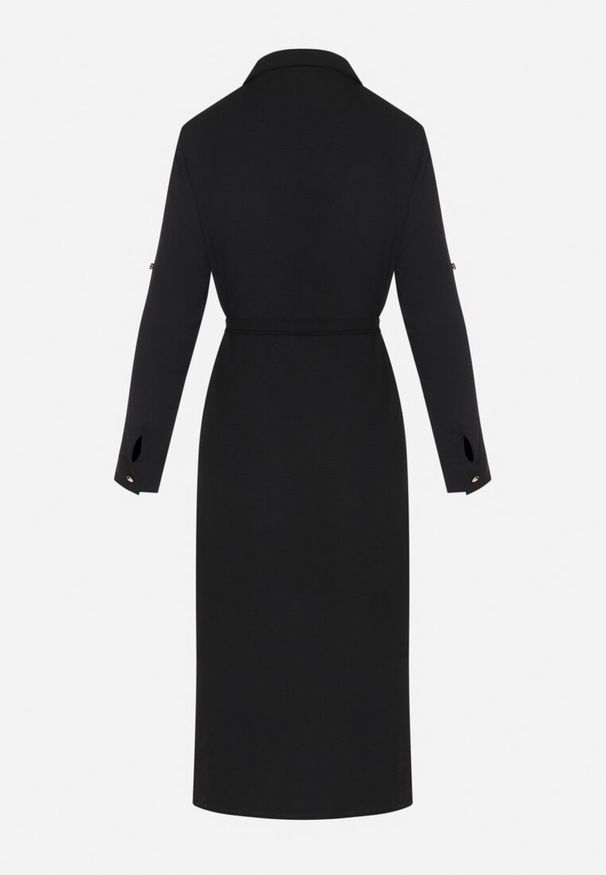 Born2be - Czarna Koszulowa Sukienka z Materiałowym Paskiem Vivinara. Okazja: na imprezę, na co dzień. Kolor: czarny. Materiał: materiał. Typ sukienki: koszulowe. Styl: elegancki, casual