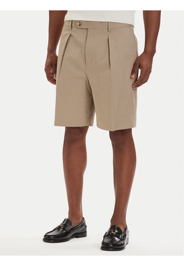 TOMMY HILFIGER - Tommy Hilfiger Szorty materiałowe Smart Casual MW0MW42670 Beżowy jasny Relaxed Fit. Okazja: na co dzień. Kolor: beżowy. Materiał: bawełna. Styl: casual