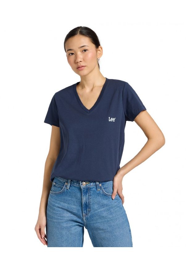 Lee - DAMSKA KOSZULKA LEE V NECK TEE MOOD INDIGO 112371856