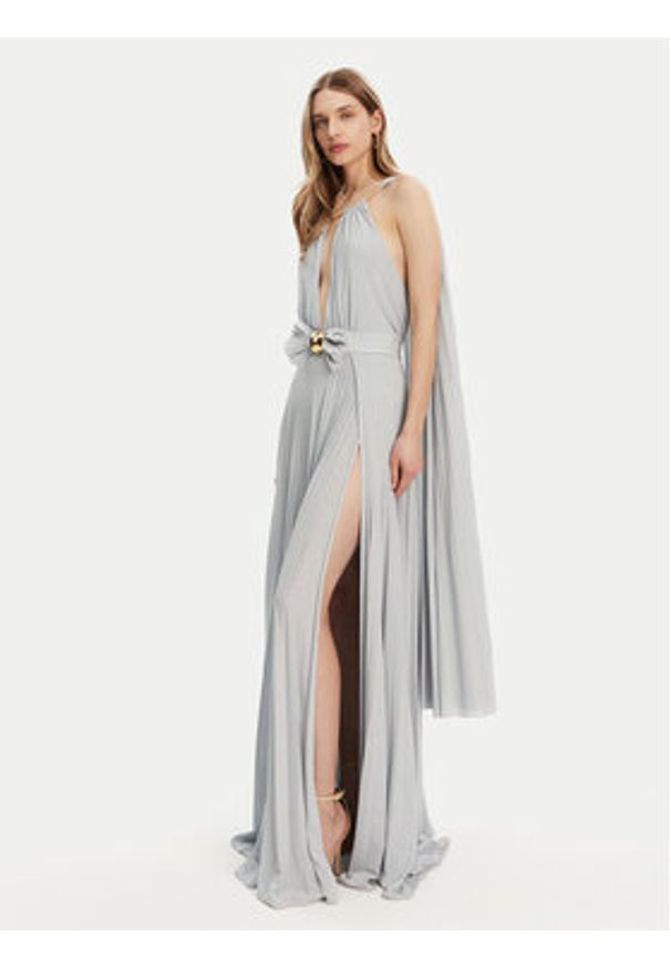 Elisabetta Franchi Sukienka wieczorowa AB-R13-51E2-V860 Srebrny Regular Fit. Kolor: srebrny. Materiał: wiskoza. Styl: wizytowy