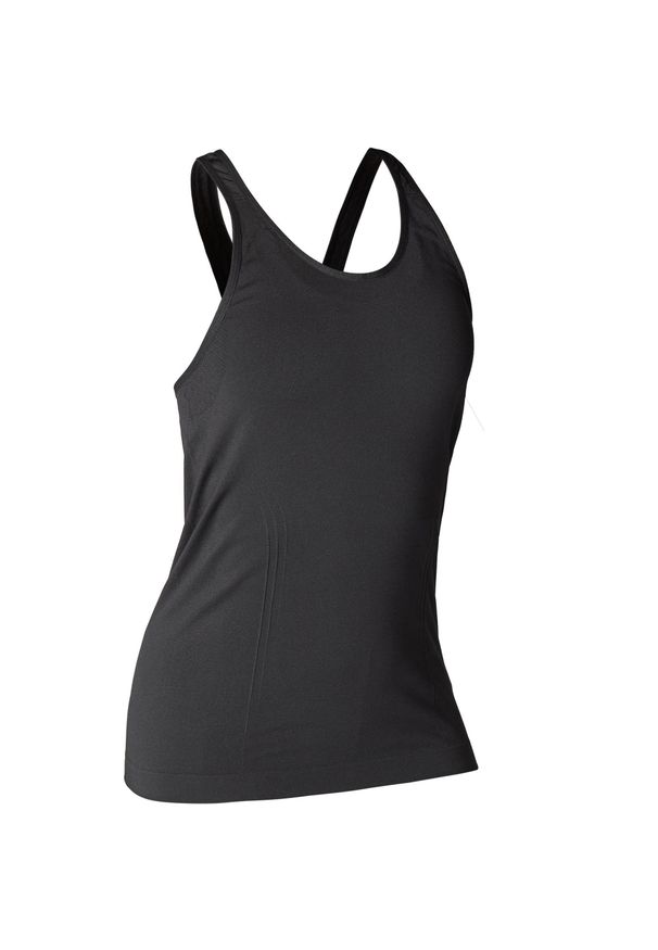KIMJALY - Top bezszwowy YOGA damski. Kolor: czarny. Materiał: materiał, poliamid, poliester. Długość: długie. Wzór: ażurowy
