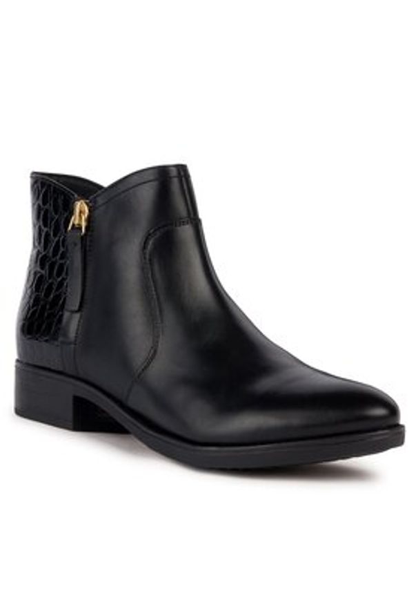 Geox Botki D Felicity D36G1C 04340 C9999 Czarny. Kolor: czarny. Materiał: skóra