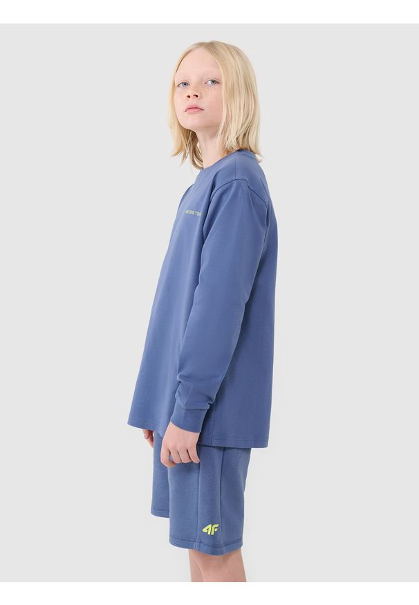 4f - 4F Longsleeve regular z nadrukiem chłopięcy - niebieski 164 (13-14 lat). Okazja: na co dzień. Kolor: niebieski. Materiał: jersey, dzianina, bawełna. Długość rękawa: długi rękaw. Długość: długie. Wzór: nadruk. Sezon: lato. Styl: casual, sportowy, klasyczny