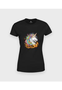 MegaKoszulki - Koszulka damska Ognisty jednorożec. Materiał: bawełna