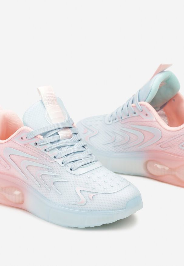 Renee - Niebiesko-Różowe Buty Sportowe Sneakersy na Płaskiej Podeszwie ze Sznurowaniem Risannie. Okazja: na co dzień. Zapięcie: sznurówki. Kolor: niebieski. Materiał: dresówka. Szerokość cholewki: normalna. Obcas: na płaskiej podeszwie