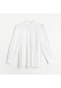 Reserved - Koszula z falbaną - Biały. Kolor: biały #1