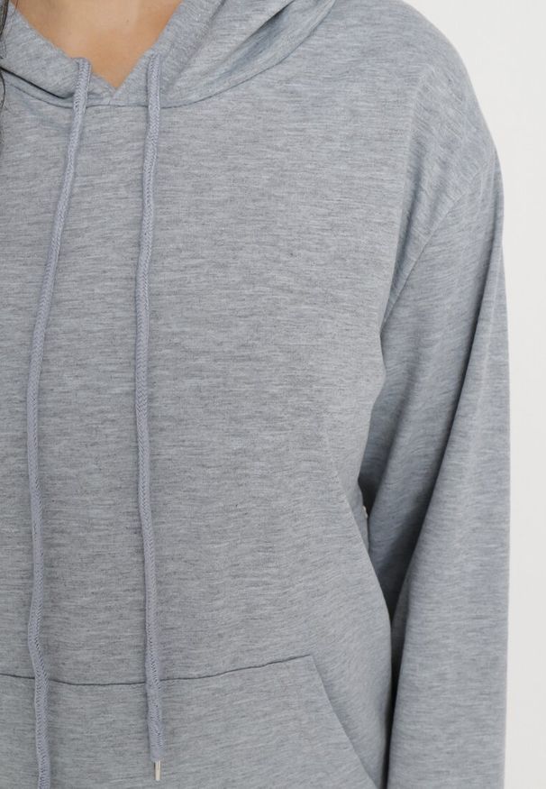 Born2be - Szary Komplet Dresowy Bluza Kangurka z Kapturem i Spodnie Joggery Triasa. Kolor: szary. Materiał: dresówka