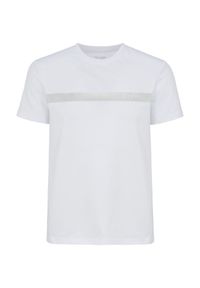 Ochnik - Biały T-shirt męski ze srebrnym printem. Okazja: na co dzień. Kolor: biały. Materiał: bawełna. Długość: krótkie. Wzór: nadruk. Styl: casual #4