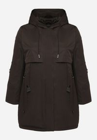 Born2be - Czarna Kurtka Typu Parka z Kapturem i Podpinanymi Rękawami Falunea. Okazja: na co dzień, na spacer. Typ kołnierza: kaptur. Kolekcja: plus size. Kolor: czarny. Materiał: jeans. Styl: klasyczny, sportowy, casual, elegancki
