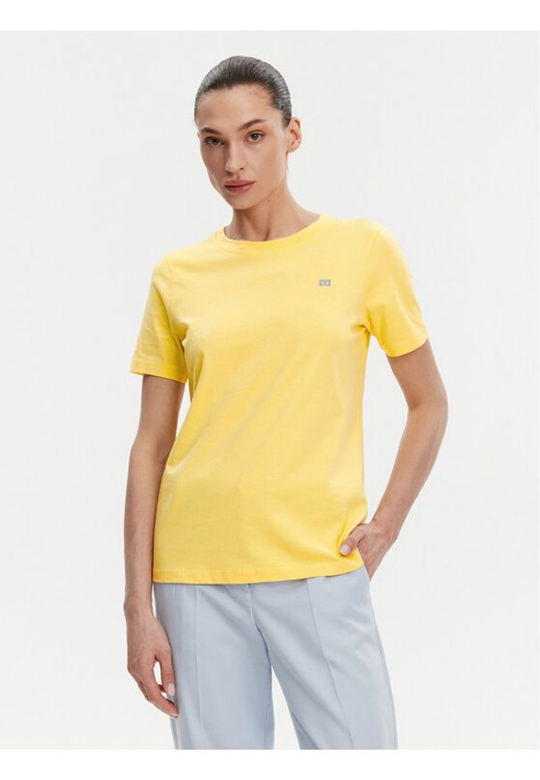 TOMMY HILFIGER - Tommy Hilfiger T-Shirt WW0WW45522 Żółty Regular Fit. Kolor: żółty. Materiał: bawełna