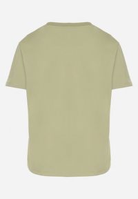 Born2be - Jasnozielony T-shirt z Ozdobnym Nadrukiem Palithiela. Okazja: na co dzień. Kolor: zielony. Materiał: jeans. Wzór: nadruk. Styl: klasyczny, casual #3