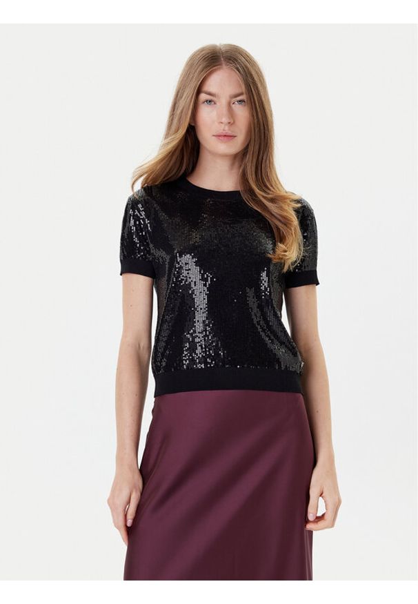 Guess Sweter W5YR21 Z3E70 Czarny Regular Fit. Kolor: czarny. Materiał: wiskoza