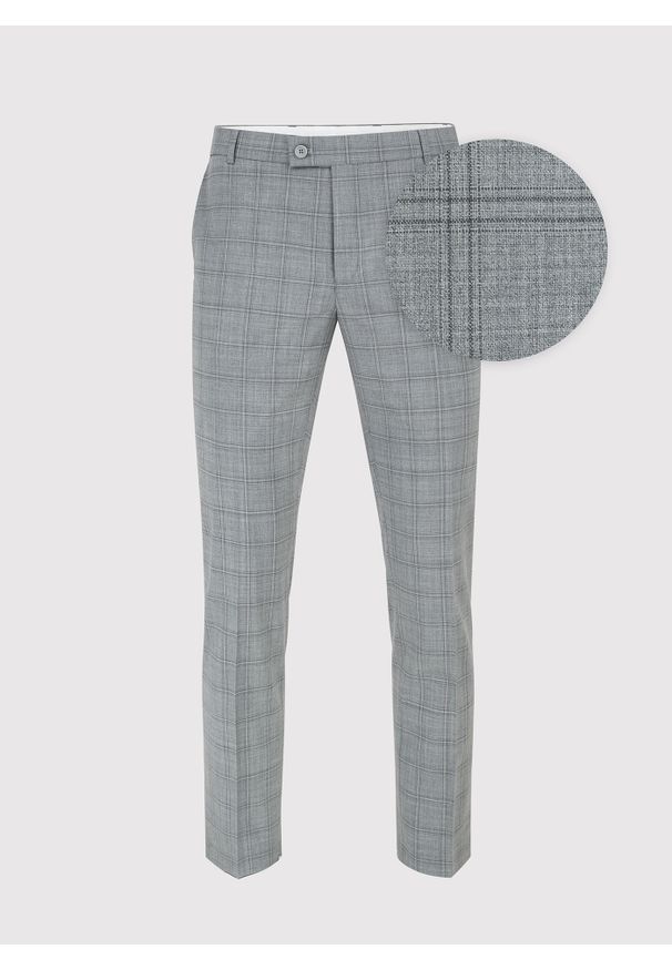 Pako Lorente - PAKO LORENTE – Szare spodnie garniturowe w kratę. Kolor: szary. Materiał: poliester, wełna, lycra. Styl: elegancki