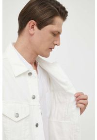 Sisley kurtka jeansowa męska kolor biały przejściowa. Kolor: biały. Materiał: jeans. Wzór: gładki #4