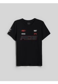 4f - 4F T-shirt slim z nadrukiem męski - czarny M. Okazja: na co dzień, na spacer. Kolor: czarny. Materiał: jeans, dzianina, bawełna, materiał, jersey. Wzór: nadruk. Styl: casual, klasyczny #1