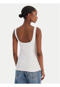 Calvin Klein Jeans Top Monologo Scoop Nk Rib LV047A804G Biały Slim Fit. Kolor: biały. Materiał: bawełna #4